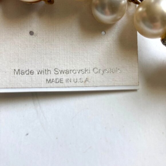 Calla Collection Imitation Pearl Swarovski Crystal Dangle Earrings 2.5 inch New - Picture 5 of 6